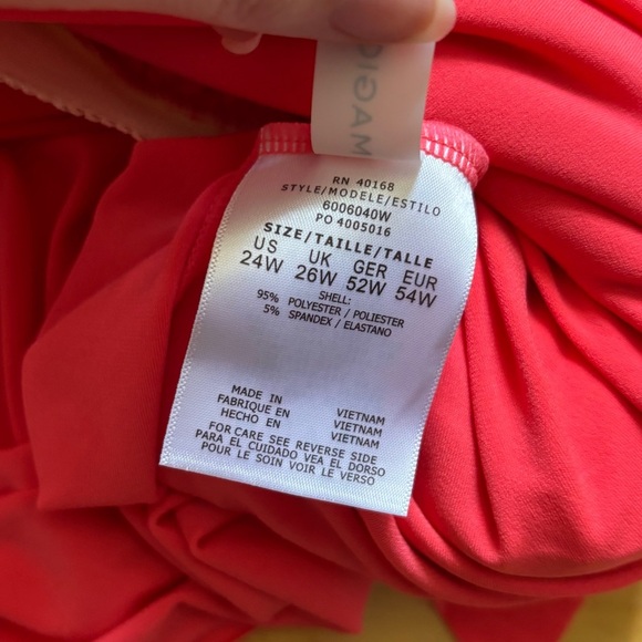 Magicsuit Solid Alex Tankini Top Sunset Orange Pink Womens Size 24W New With Tag - Picture 8 of 8